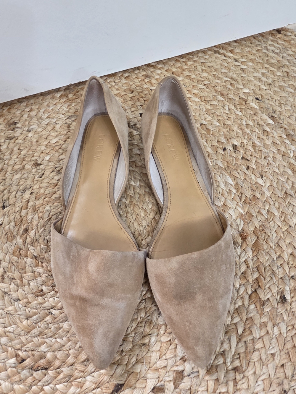 J. Crew Women's Tan Suede Pointed Toe D'Orsay Flats